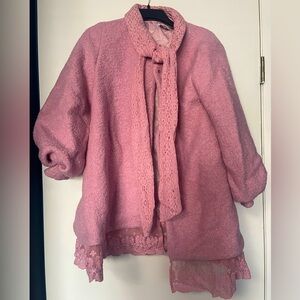 Puff sleeve pink coat dress